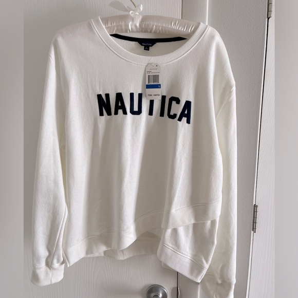 Nautica - Ladies Logo Crewneck Sweatshirt, white, L - Picture 1 of 5